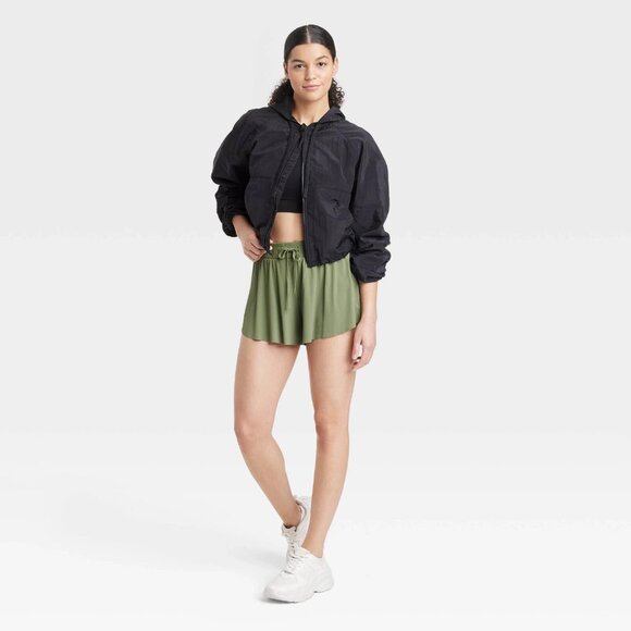 Small - Womens Double Layer Run Shorts 2.5" - JoyLab - Olive Green - Picture 2 of 7